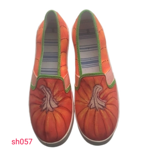 Hand Painted Pumpkin Shoes s8 Cottagecore Halloween Spooky Costume Goblincore